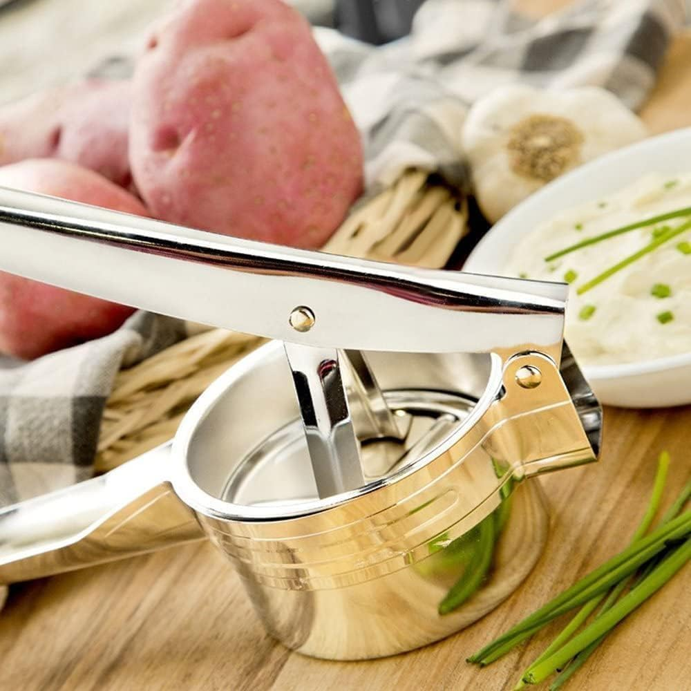Potato Ricer Stainless Steel Masher, Large Capacity 15Oz Potato Masher Kitchen Tool for Potatoes, Fruits, Vegetables and Baby Food, Juicer, Vegetable Strainer with 3 Interchangeable Ricing Discs image number 3