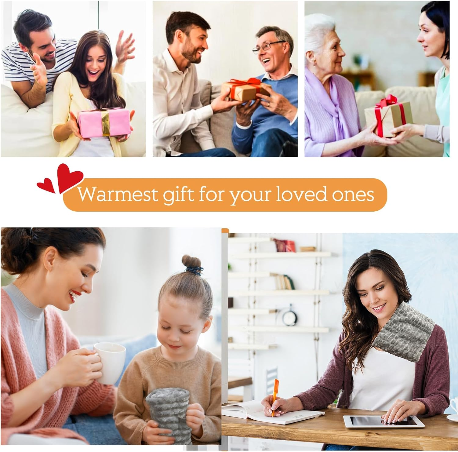 Microwave Heat Pack for Neck Shoulder Back Pain Relief, 40 * 18Cm Large Heated Wrap Microwavable Heating Pad with Moist Heat Therapy, Warm Compress Flaxseed Wheat Bag for Cramps image number 1