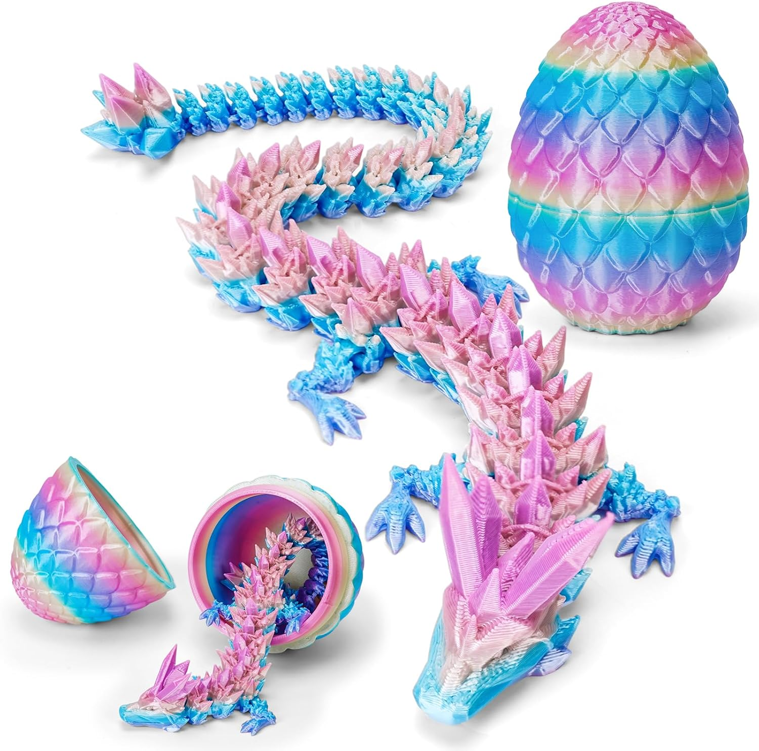 3D Printed Dragon Egg,Dragon Eggs with Dragon Inside,Crystal Dragon Fidget Toys,Full Articulated Dragon Dragon in Egg,Adults Fidget Toys for Autism ADHD (Random Rainbow Dragon Egg) image number 2