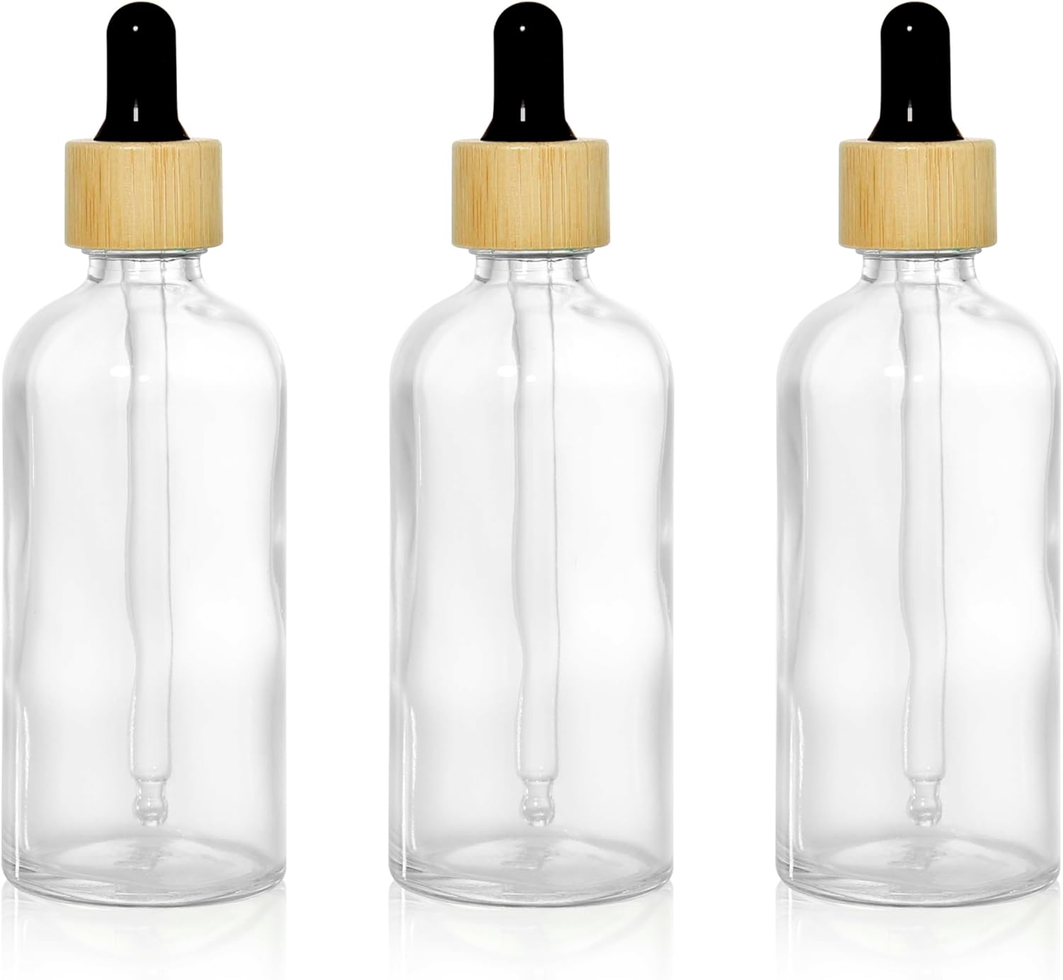 COSIDEA 3 Pcs Empty 3.33Oz / 100Ml Clear Glass Dropper Bottles Silver Droppers for Oils Essential Oil Bottle Travel Serum Containers