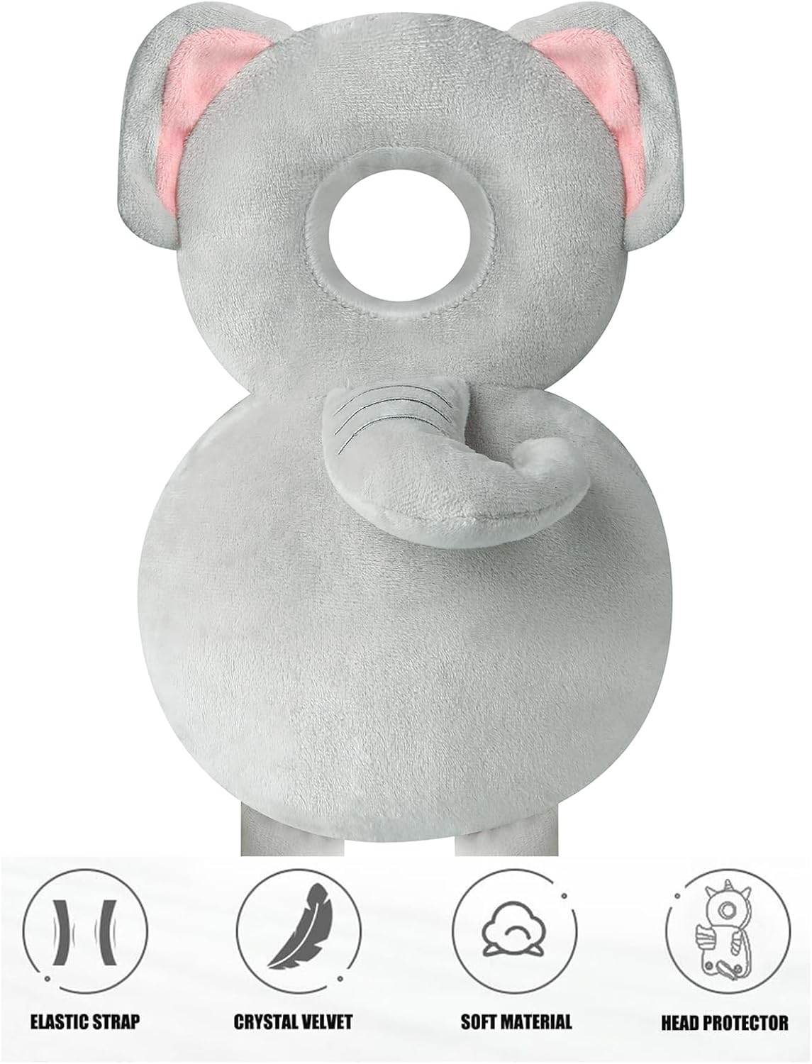 Pandaear Baby Head Protection Backpack, Toddler Walking Head Protector, Adjustable Head Protector Pad Safety Cushion (Elepant) image number 3