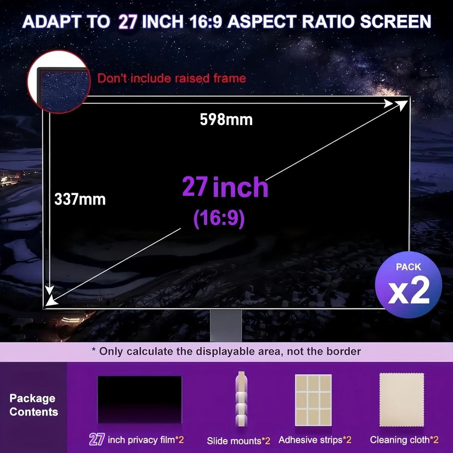 Ssumght [2-Pack] 27 Inch Privacy Screen for Monitor Computer Screen Privacy Filter for 16:9 Widescreen Monitor Desktop PC Anti-Glare Protector and Blue Light Uv-Blocking image number 1