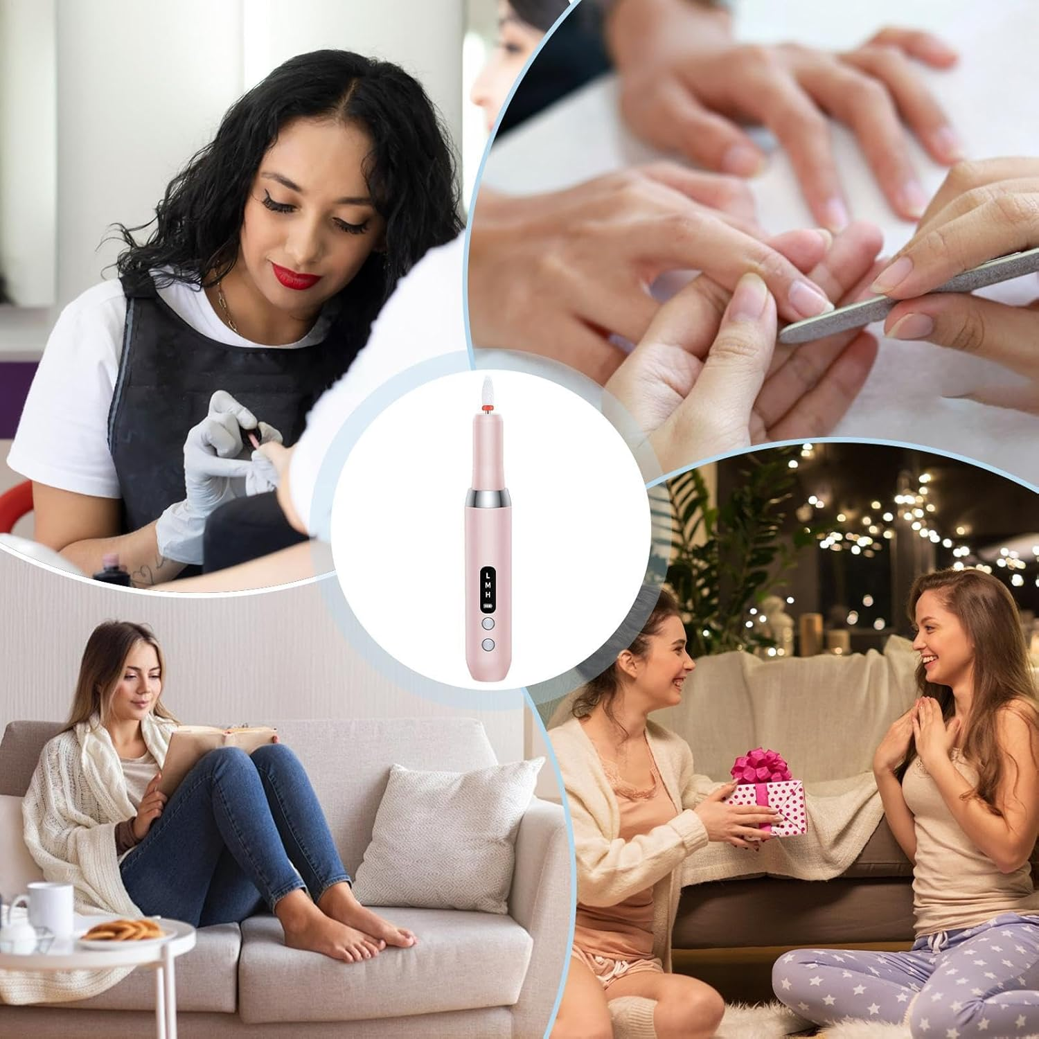 Electric Nail File, Electric Nail Lime Kit for Women - Wireless Nail Drill 3 Modes Portable Nail Drill | Nail Drill, Hair Grinder with 12 Forests For image number 3