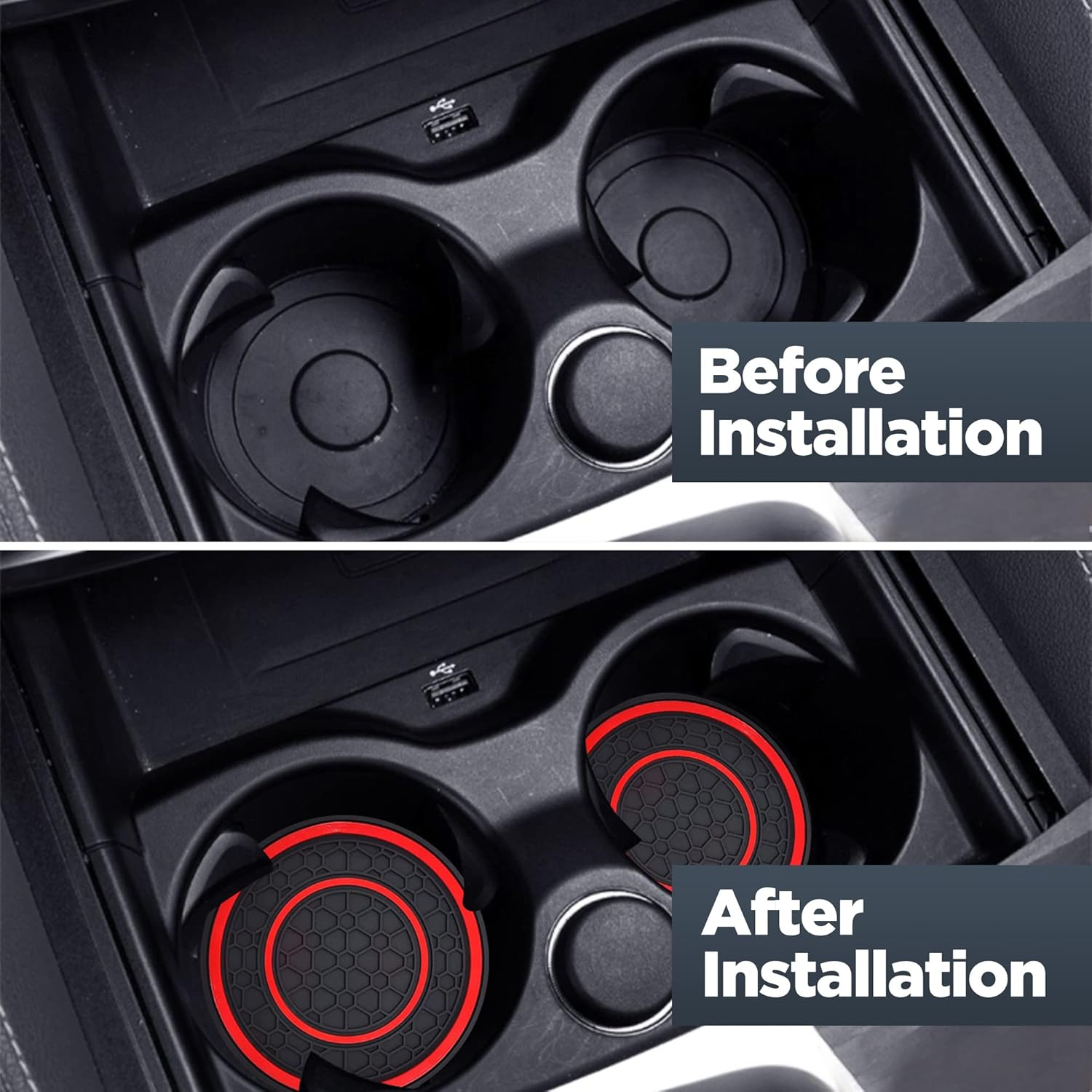 2 PCS Car Cup Holder Coaster,Car Coasters Cup Mats,2.75 Inch Universal Car Cup Coasters,Non-Slip anti Dust Mats Cup Holder Insert Coaster, Suitable for Most Car Interior (Red) image number 5