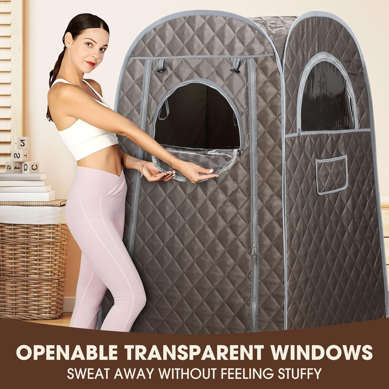 Portable Steam Sauna Tent with 1000W & 3L Steam Generator,Personal Sauna Tent for Relaxation & Spa at Home Comes with Controller, Folding Chair image number 3