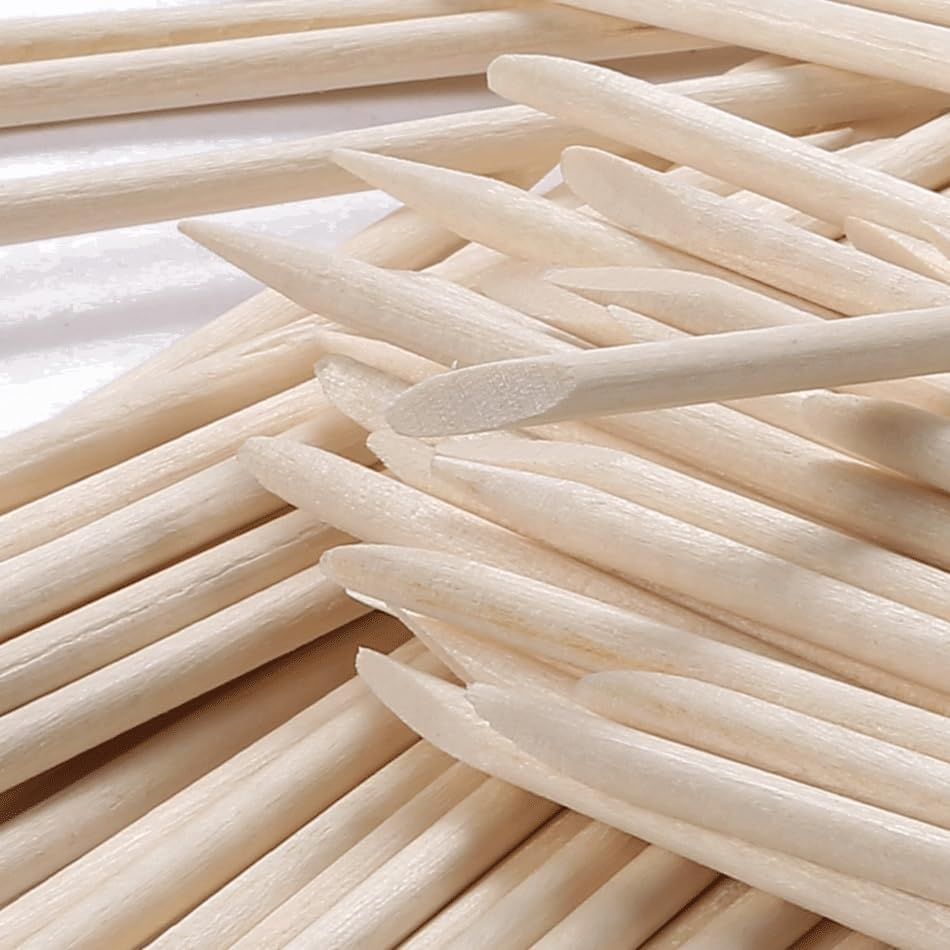 120 Pcs Orange Sticks for Nails - Borogo Orange Wooden Nail Sticks Double Sided Multi Functional Cuticle Pusher Remover Manicure Pedicure Tool