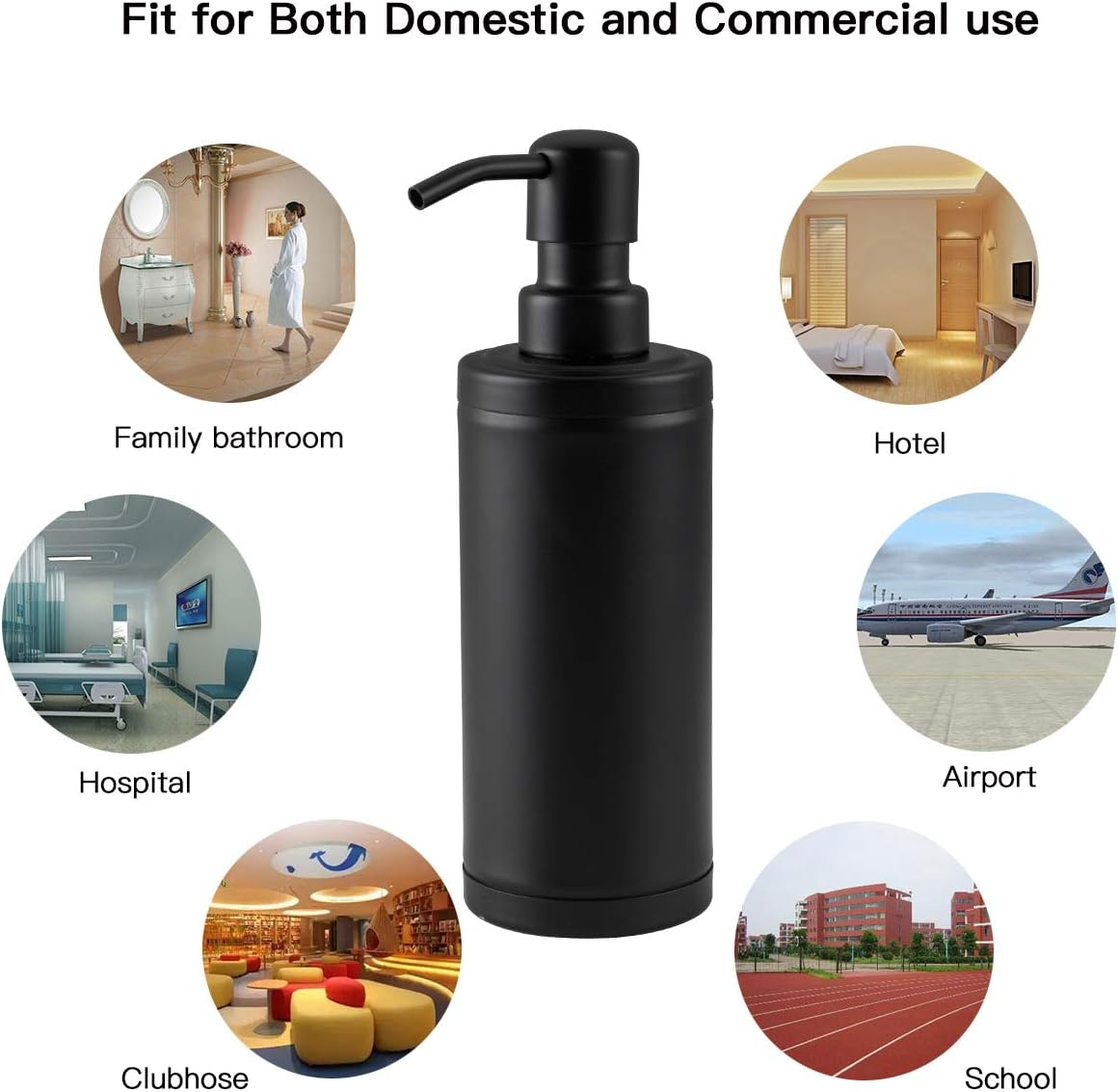 GAPPO Matte Black Soap Dispenser Stainless Steel Metal Pump Hand Lotion Bottle for Bathroom, Bedroom and Kitchen image number 4