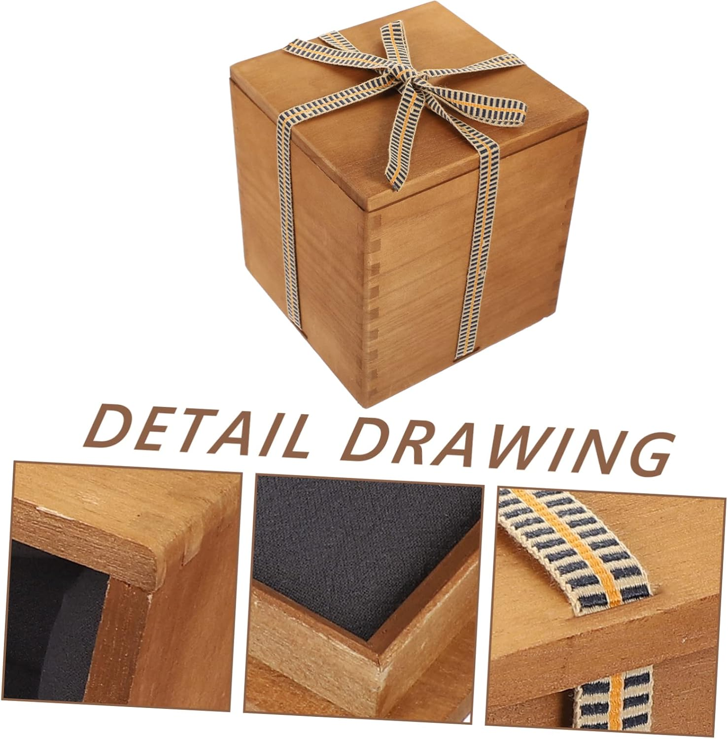 Vintage Wooden Box for Ceramic Vase and Teacup Storage, Square Multi-Function Sundries Case with Packaging, Suitable for Wedding and Home Decoration image number 6