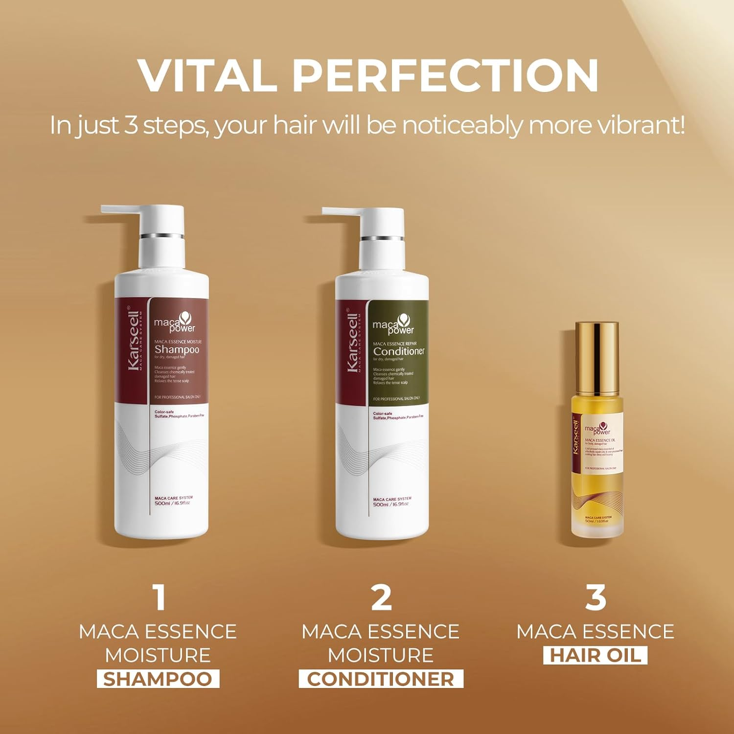 Karseell Collagen Hair Treatment Hair Care Set, Hair Oil Shampoo and Conditioner Set for Dry Damaged Hair All Hair Types 2 X 16.9Fl.Oz + 1.69Fl.Oz image number 1