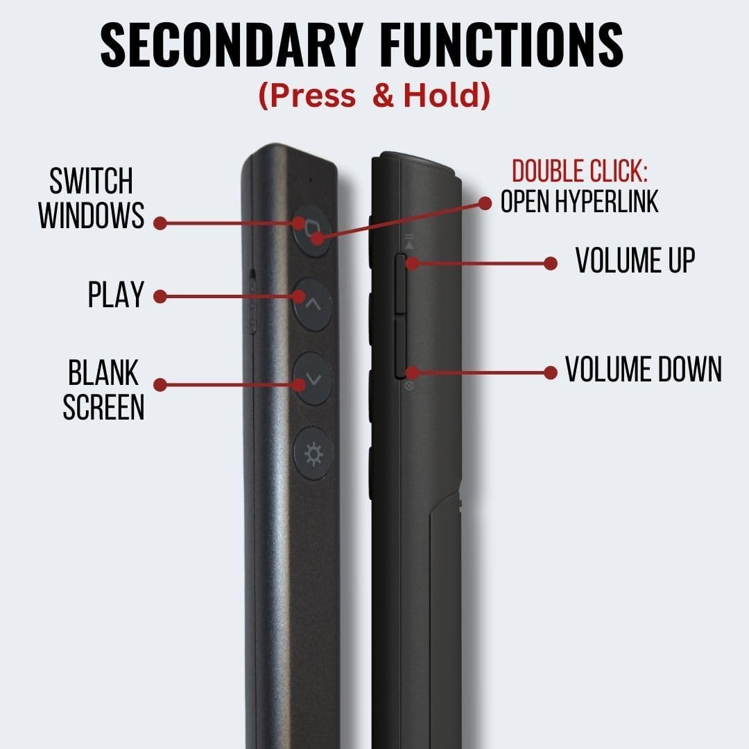 Red Star Tec PR-819V Presentation Clicker- Wireless Presenter Powerpoint Clicker with Red Laser Pointer for Presentations, Suitable for School and Business Use image number 3