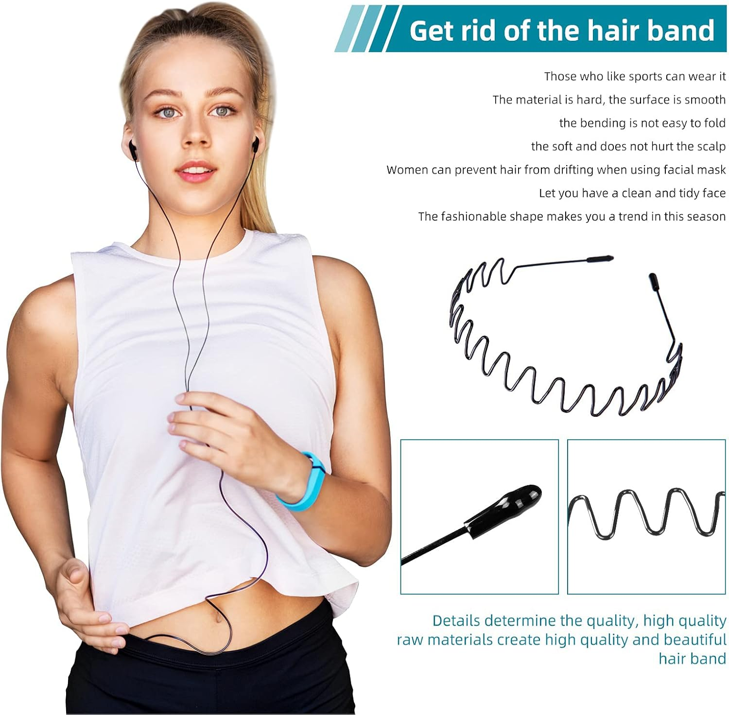 Hair Bands for Men, Non-Slip Sports Fashion Headband, Mens Metal Hair Band, Hair Hoop for Outdoor Sports, Weddings, Daily Wear (3 Pieces) - 3Pcs-S3 image number 5