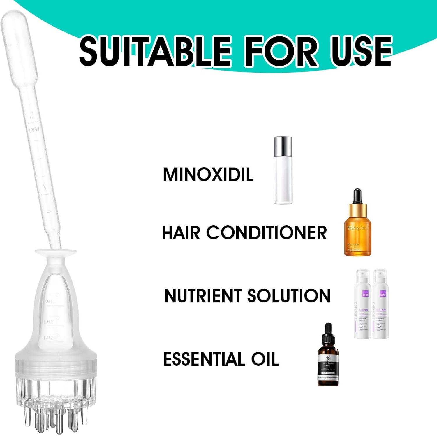 YUXIANLB 1 Pcs Hair Oil Applicator Scalp Oil Applicator Tool Essential Serum Liquid Massage Comb Scalp Quick Efficient Apply Brush Scalp Massager for Hair Growth Scalp Precise Control Men Women image number 3