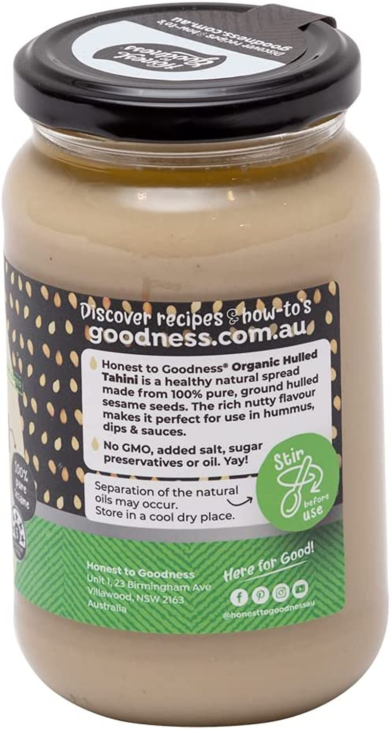 Honest to Goodness, Organic Tahini Hulled (Sesame), 375 Grams - Carefully Hulled and Lightly Toasted, These Sesame Seeds Are Transformed into a Creamy, Smooth Tahini.