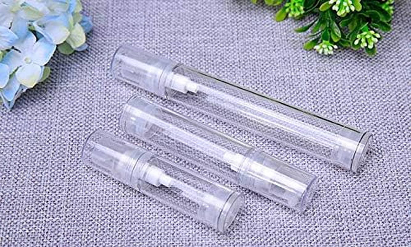 12Pcs Clear Plastic Airless Vacuum Pump Bottle Empty Refillable Cosmetic Makeup Sample Packing Cream Lotion Toiletries Liquid Storage Containers Vial Pots Perfect for Travel(10Ml/0.34Oz) image number 2