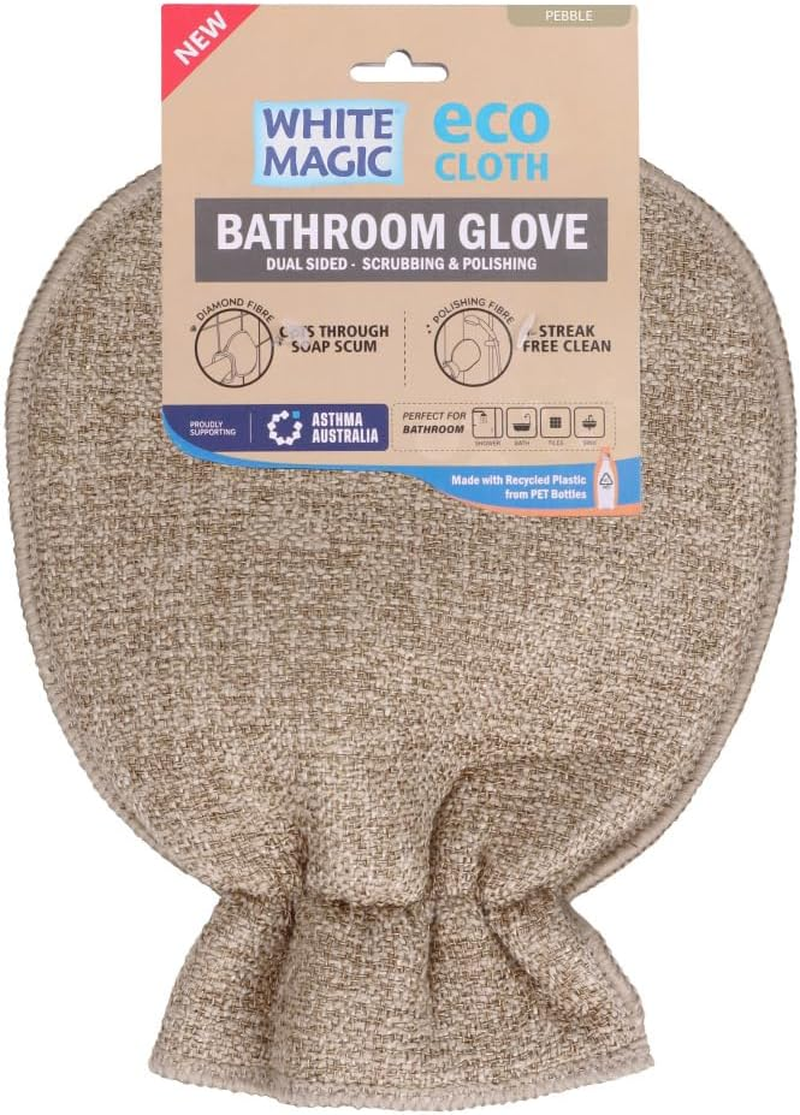 White Magic Eco Cloth Bathroom Cleaning Glove, Pebble &ndash; Dual-Sided Scrubbing & Polishing, Chemical-Free Streak-Free Clean, Made with Recycled Plastic, Machine Washable, 26X20.5Cm image number 2