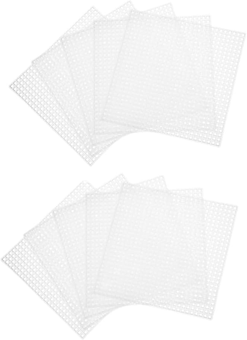 10Pcs Sheets Handwoven Baseboard Embroidery DIY Pads Bag DIY Material Plastic Mesh Pads Plastic Mesh for Embroidery Plastic Canvas for Bag Sewing，For Embroidery Crafting Knit and Crochet Projects image number 1