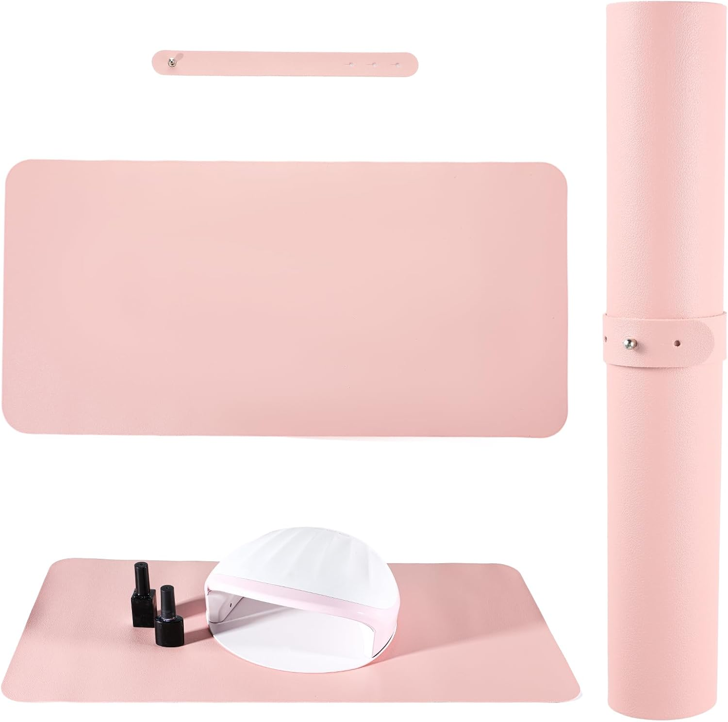 Kifmurase Pink Nail Art Table Mat, Foldable Nail Hand Rest Pad for Nail Arm Rest Cushion (MAT ONLY), Soft Microfiber Leather Nail Mat on Manicure Nail Table Pad Desk for Manicura Salon Room image number 3
