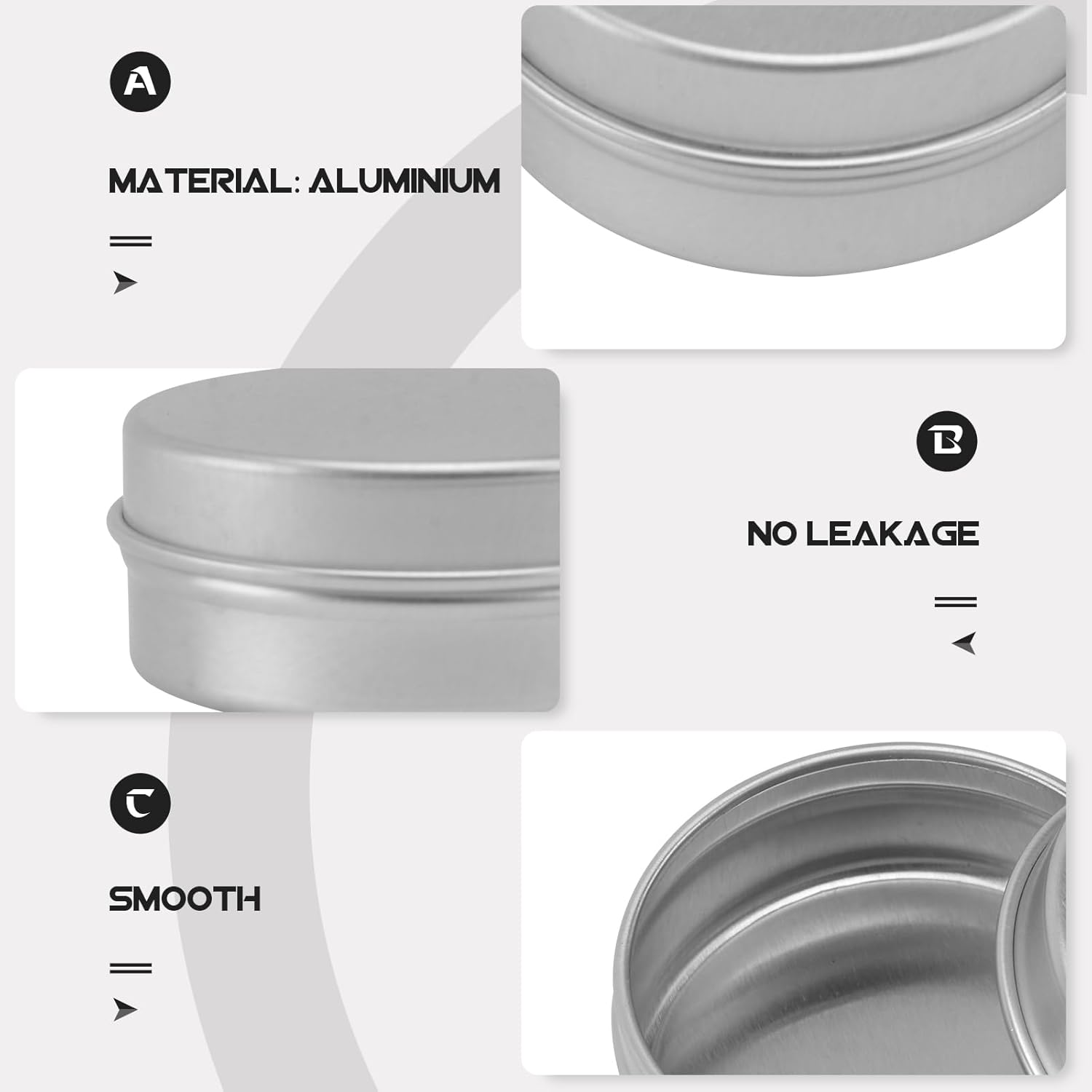 TEHAUX Empty Aluminum Tins, 15Ml Metal round Tins Containers Case Tealight Cups Aluminum Cream Container Empty Candle Tins Metal Tin Eyeshadow Jar for Lip Balm Creams Candy Travel Tin