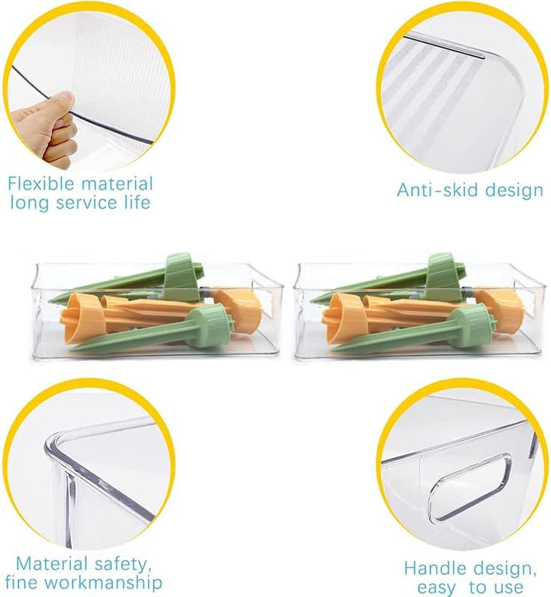 8 Pack Pantry Organization and Food Storage Bin,Stackable Clear Plastic Refrigerator Organizer Bins, Cabinet Organization and Storage for Fridge, Kitchen, Cabinet, Bathroom and Office，Send Stickers