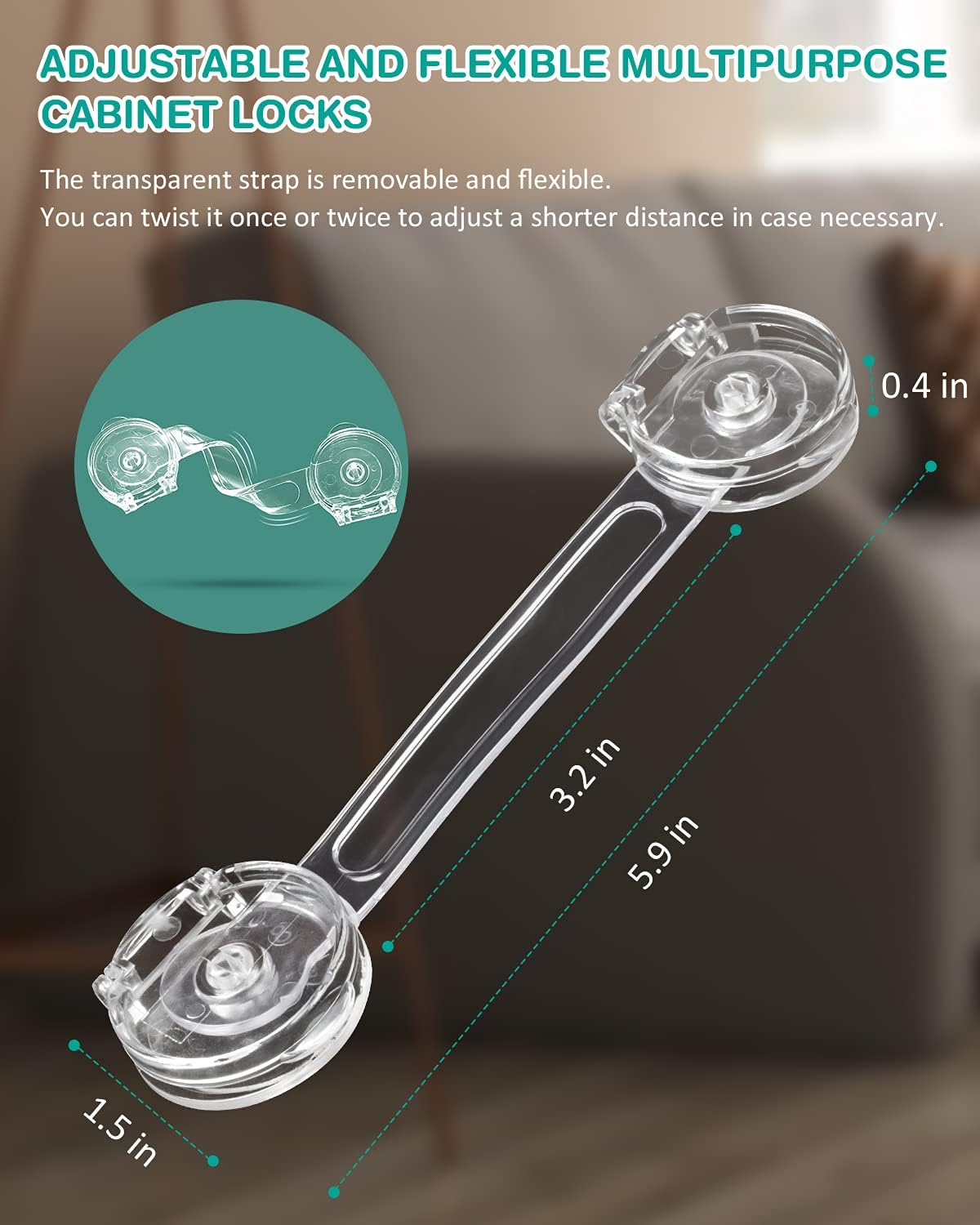 Cabinet Locks for Babies, Baby Proofing Safety Locks, 10 Pack DUOSI No Screws No Magnets Fridge Refrigerators Locks Baby Proofing Child Safety Cabinet Locks for Kitchen Cabinets and Drawers image number 2