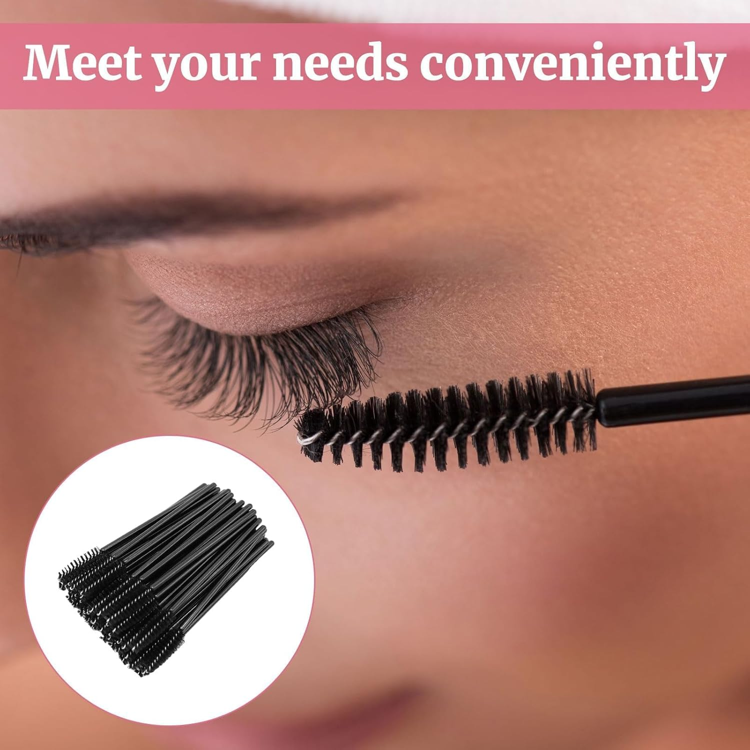 100Pcs Mascara Wands Eyelash Brushes, 100Pcs Lip Scrubber Brush, Disposable Makeup Tool Set, Eyebrow Brush Cosmetic Makeup Brush Tool Kits, Ideal for Mascara, Lip Gloss and Lipstick Testing image number 5