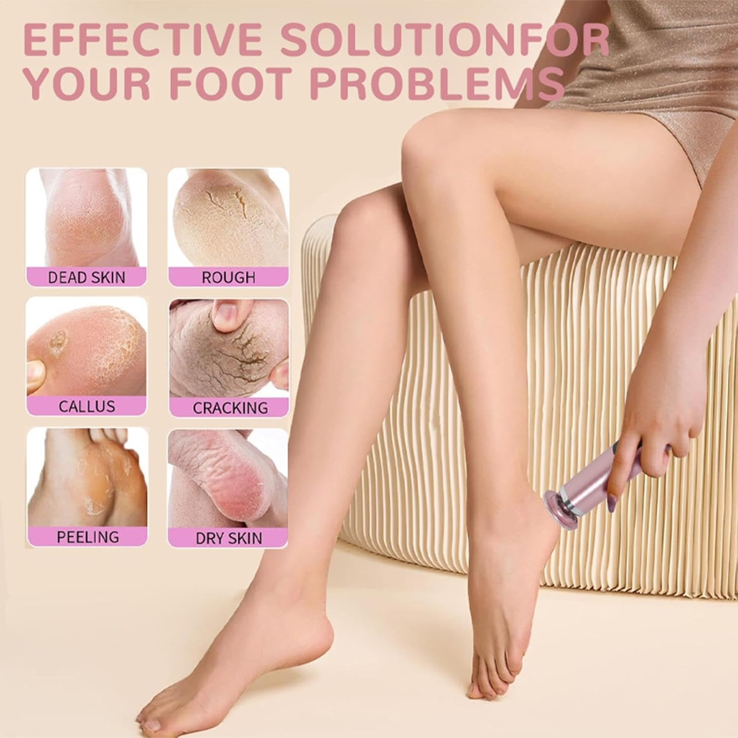 Hard Skin Remover Device - Electric Callus Remover, 6 Speed Dead Skin Heel File, Rechargeable Foot Scrubber | Pedicure Tool for Men Women Elderly, Foot Exfoliator, Foot Scraper, Foot Care Device image number 2