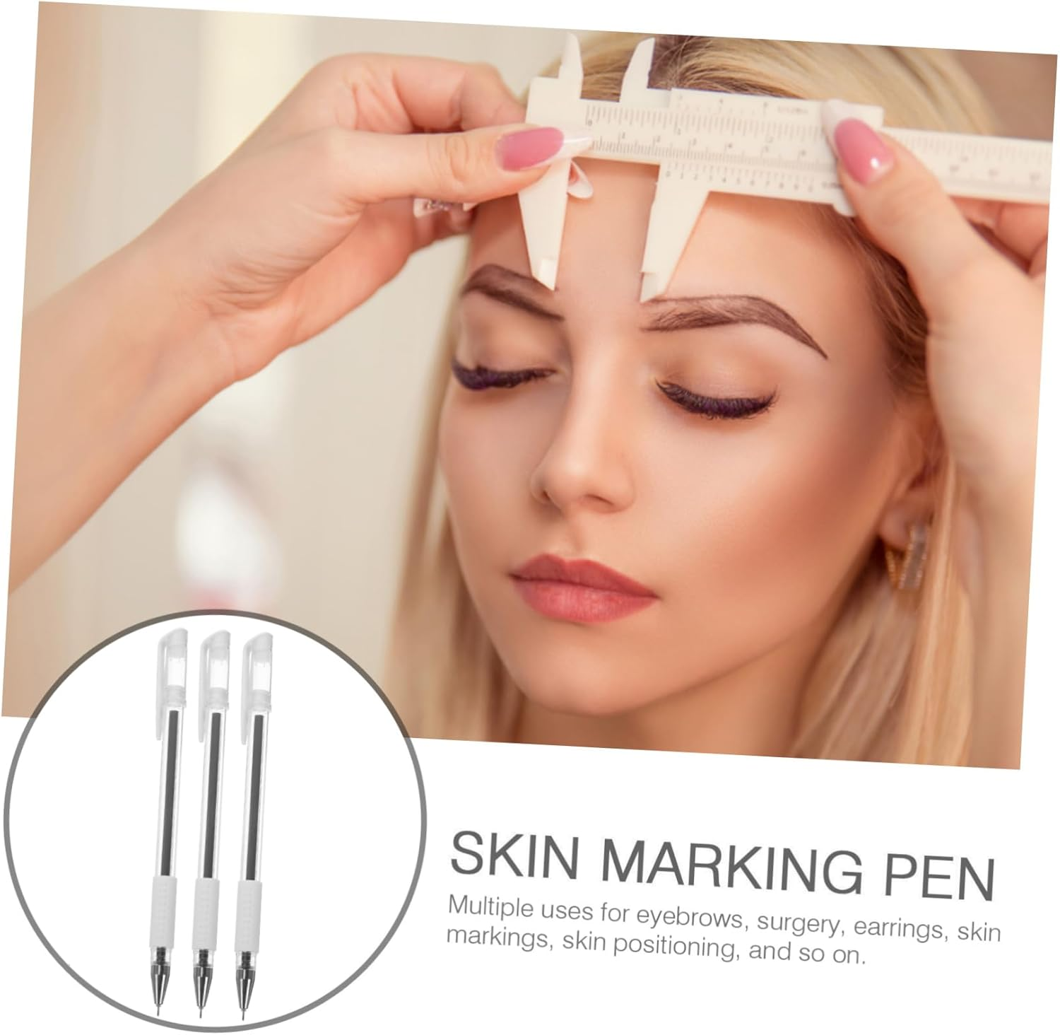 Healeved Waterproof Marking Pen 3Pcs Black Eyebrow Microblading Position Pens for Tattooing and Salon Use