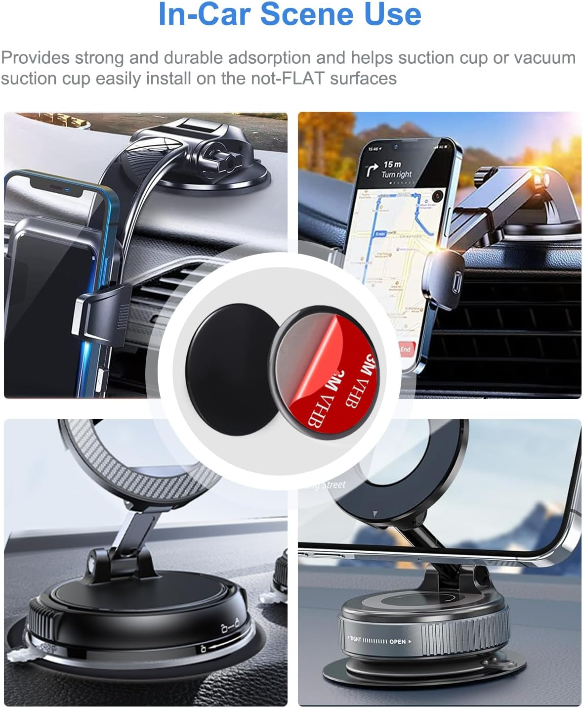 Dashboard Pad Mounting Disk for Suction Cup Phone Mount, 3Pcs 3.15" Ultra Sticky Heat-Resistant Replacement Disc for Car Dashboard, Vacuum Suction Phone Holder, Dash Mount, GPS Holder Suction Mount image number 4