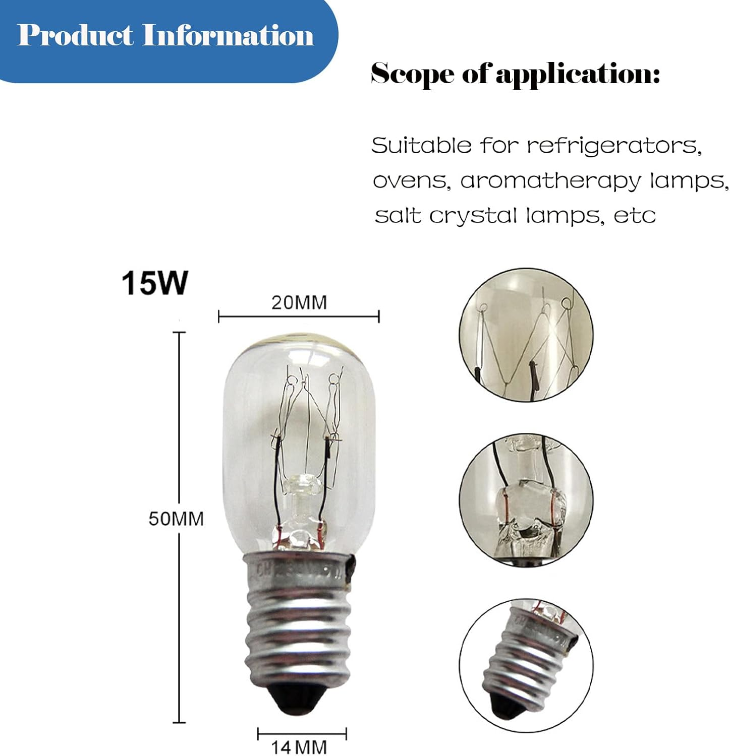 Loimon 15W E14 Light Bulbs | Heat Resisting & Long Lasting Globe Bulbs for Night Lights, Salt Rock Lamps, Wax Diffusers and Candle Warmers