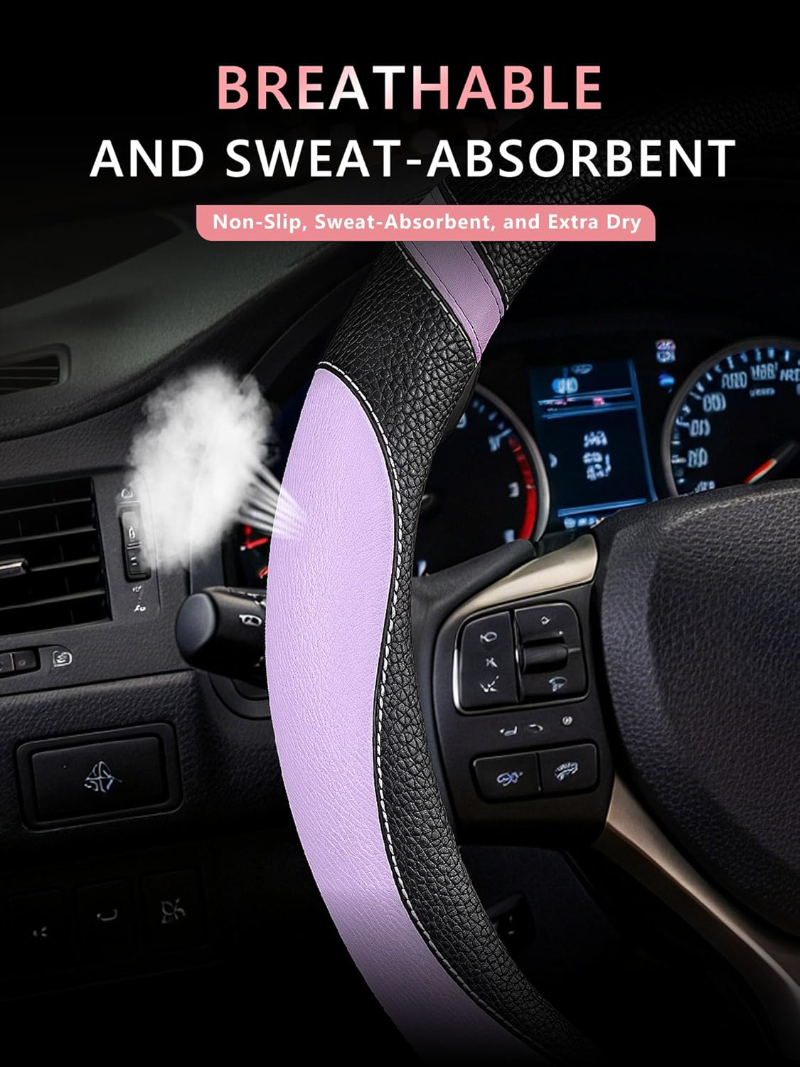 Steering Wheel Cover Customized Fit for Lexus RX270 RX330 RX350 Rx400H ES200 Es300H NX200 NX300 Nx350H UX200 Ux260H Ux300H GS300 GX350 (Purple) image number 1