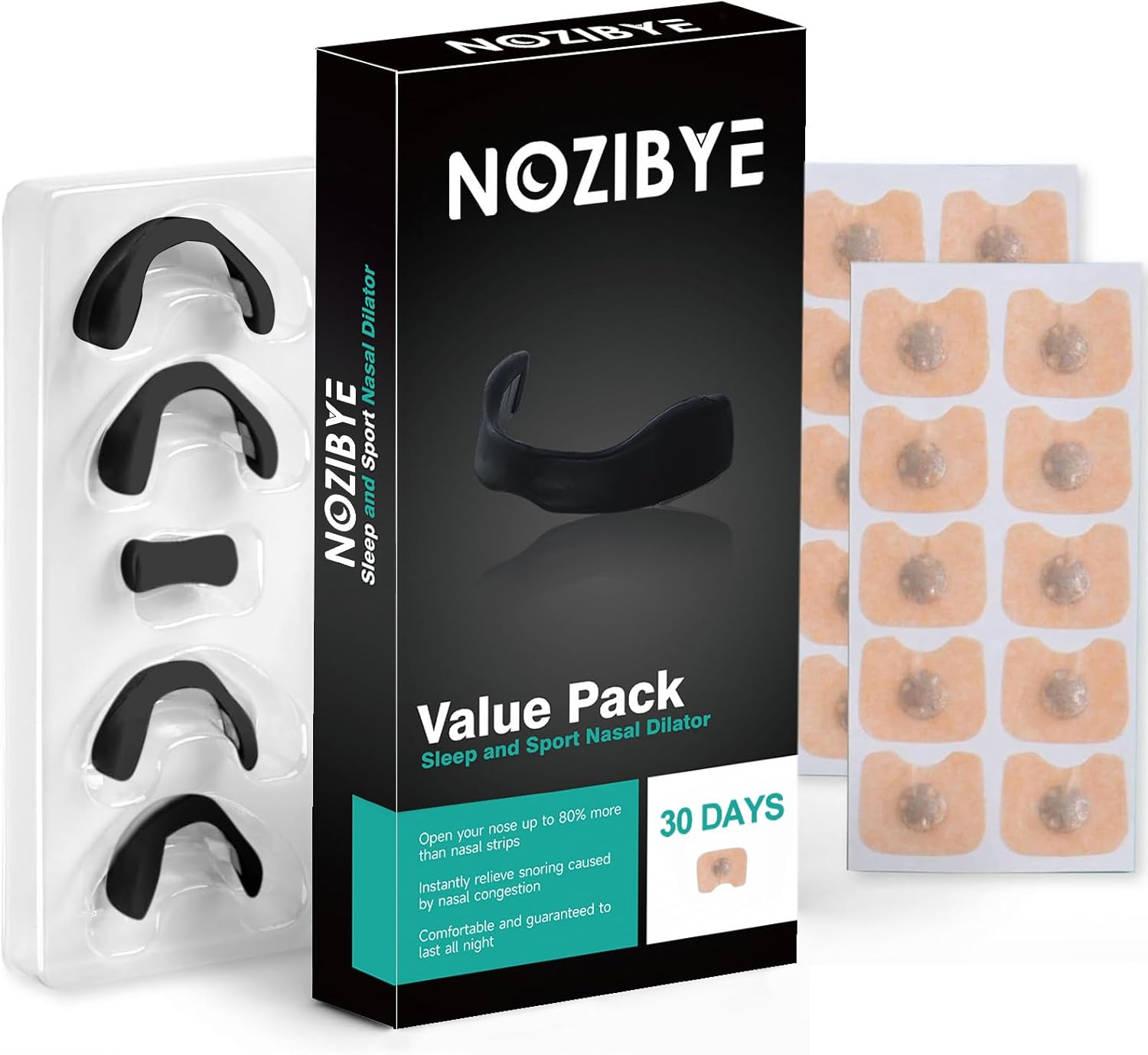 Nozibye Magnetic Nose Strip, Value Pack (Black, 30 Pairs) for 30 Days - Magnetic Nasal Strips to anti Snoring, Breathing Better & Sleep Deeper image number 4