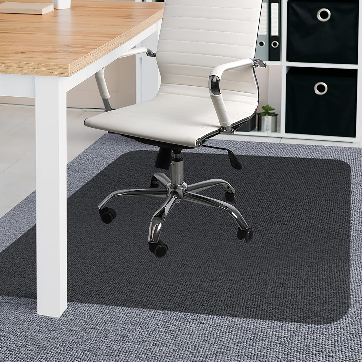 MARLOW Office Chair Mat for Carpet, Anti-Slip Desk Chair Mat, 135 X 114Cm Computer Chair Mat Floor Mat with Grippers, PVC Floor Protector for Office Chairs, Gaming Chairs, Computer Chairs (Black) image number 1