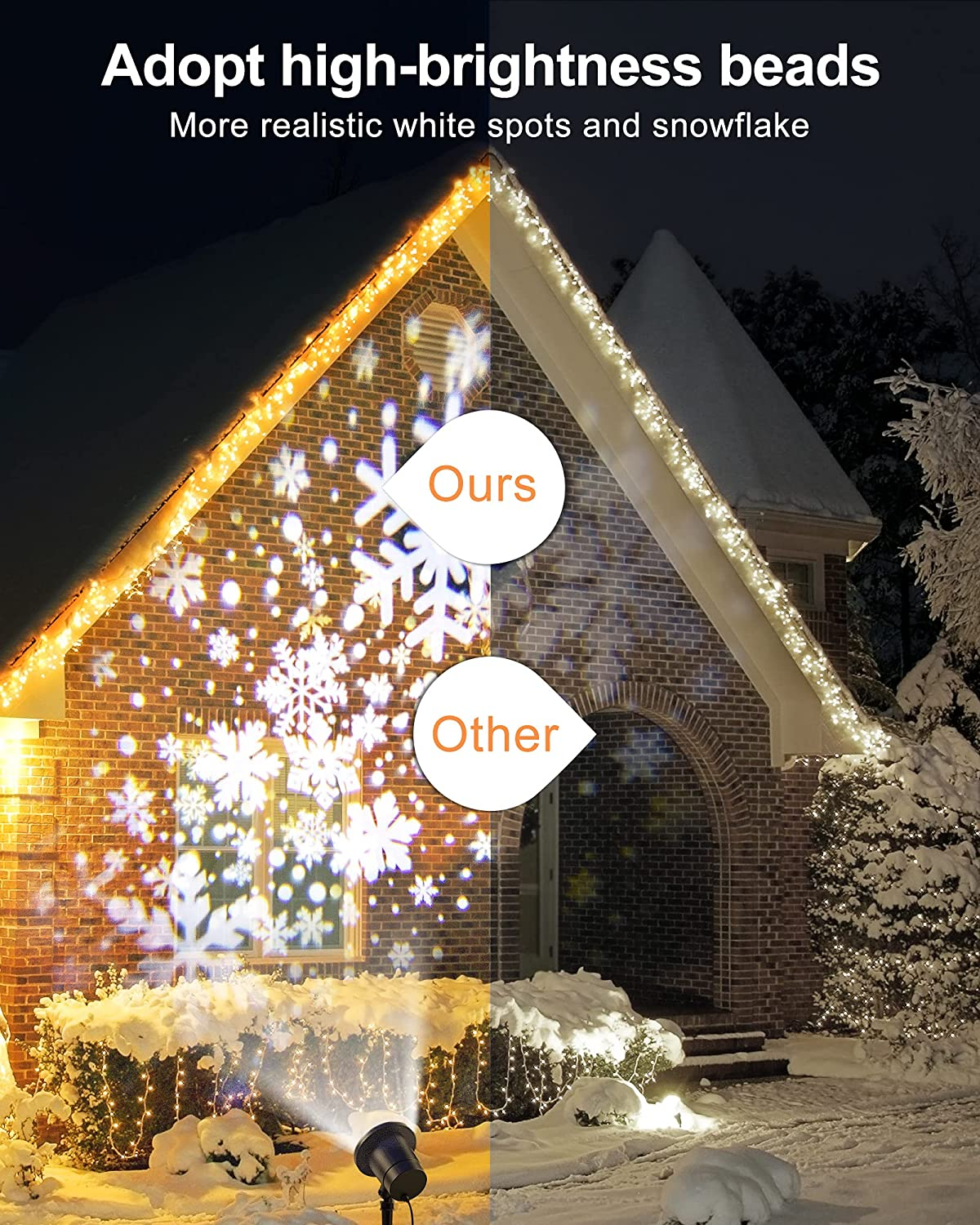 Gaiatop Christmas Projector Lights Outdoor, Highlight Led Snowflake Lights Projector, Waterproof Landscape Christmas Decorations Lighting for Xmas Home Party Wedding Garden Patio image number 4