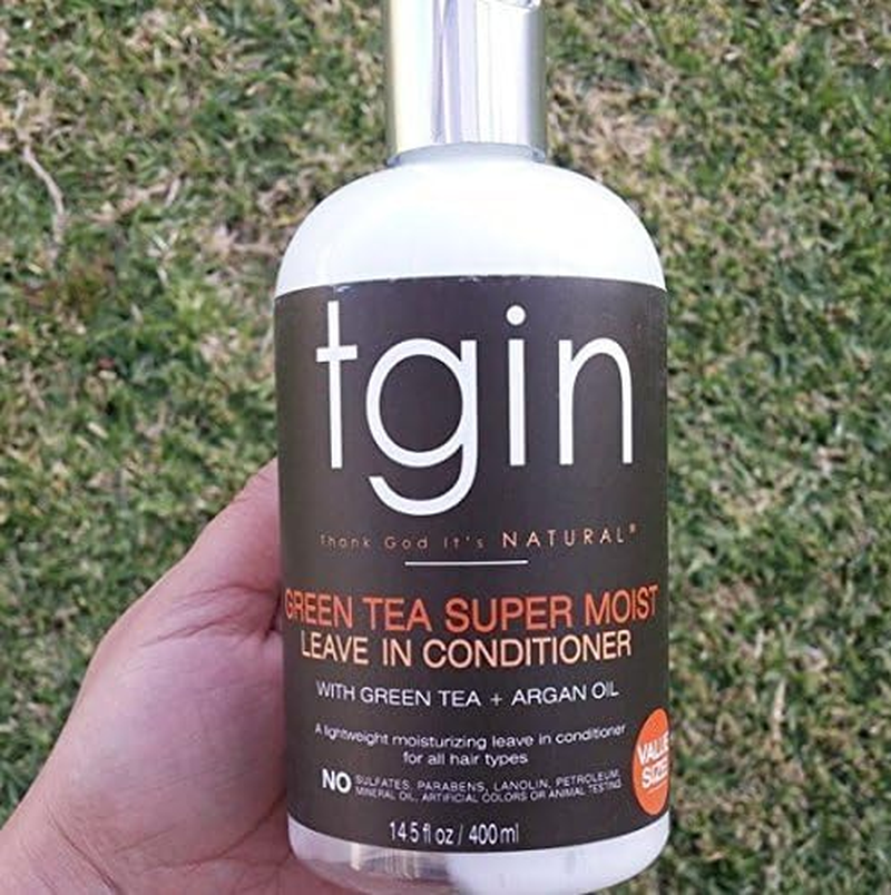 Tgin Green Tea Super Moist Leave in Conditioner for Curly, Coily and Wavy Hair, with Argan Oil, Shea Butter and Green Tea, Moisturizes and Nourishes Dry Hair, 13 Oz image number 6