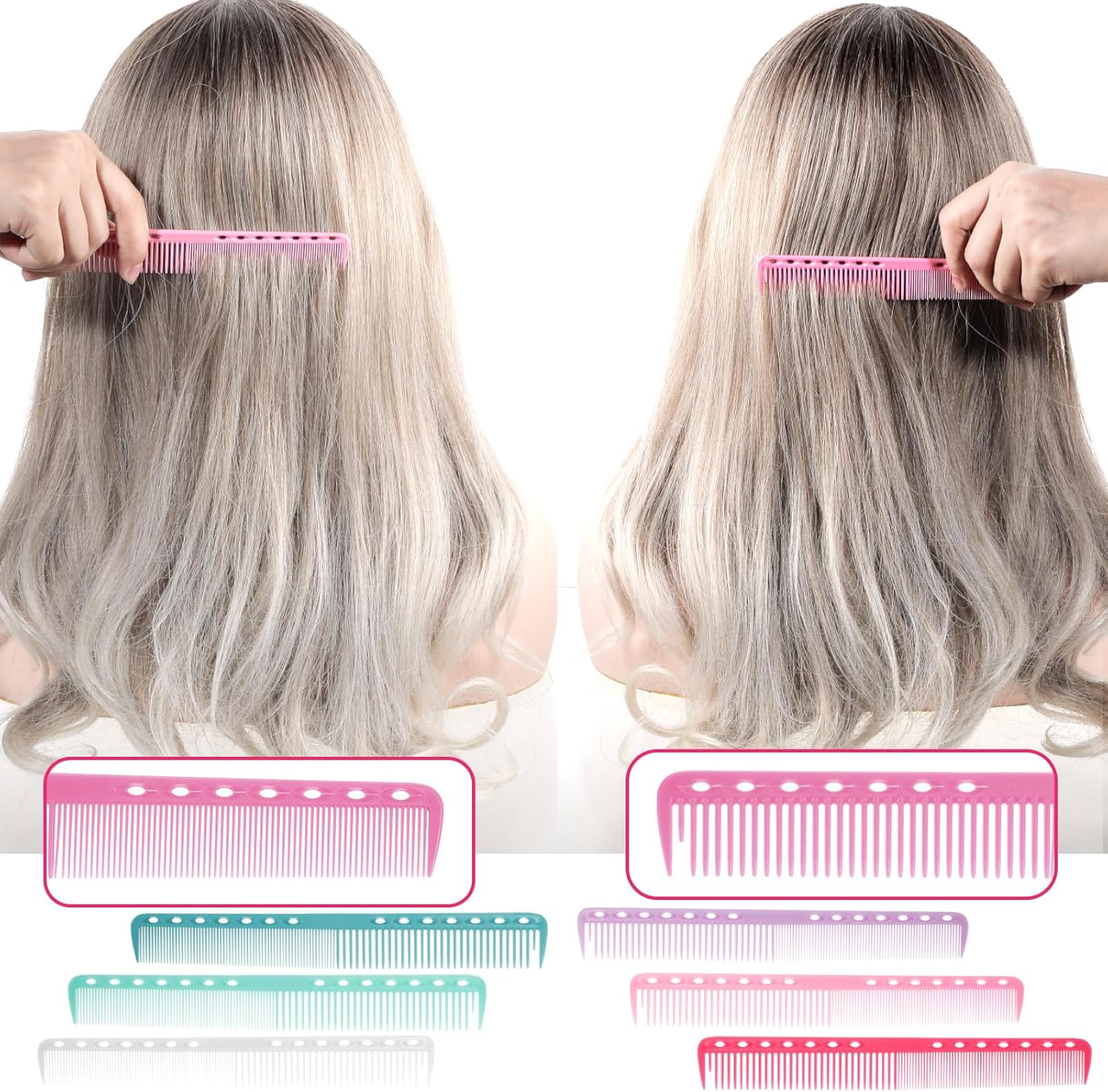 6Pcs Carbon Fine Cutting Comb, Carbon Fiber Salon Hairdressing Comb, Professional Carbons Fine Cutting Combs, Styling anti Static and Heat Resistant Tooth Hair Combs for Women Salon and Home image number 2