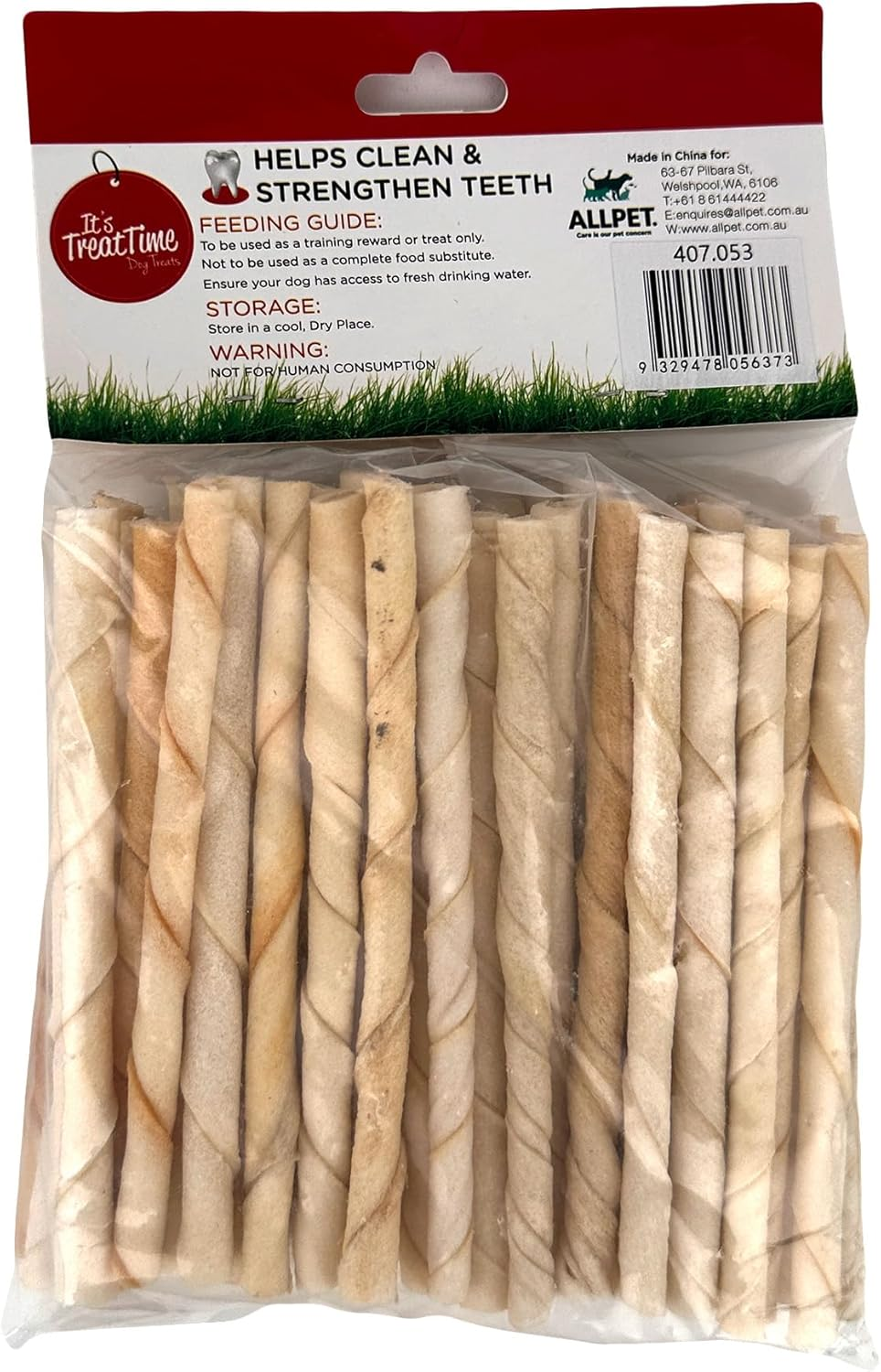 It'S Treat Time Dog Beef Rawhide Twist Sticks, 12.5Cm (50 Pack), White - Long-Lasting Dog Treats, Dental Chews for Dogs, Teeth Cleaning, Tartar Control, Oral Health image number 1