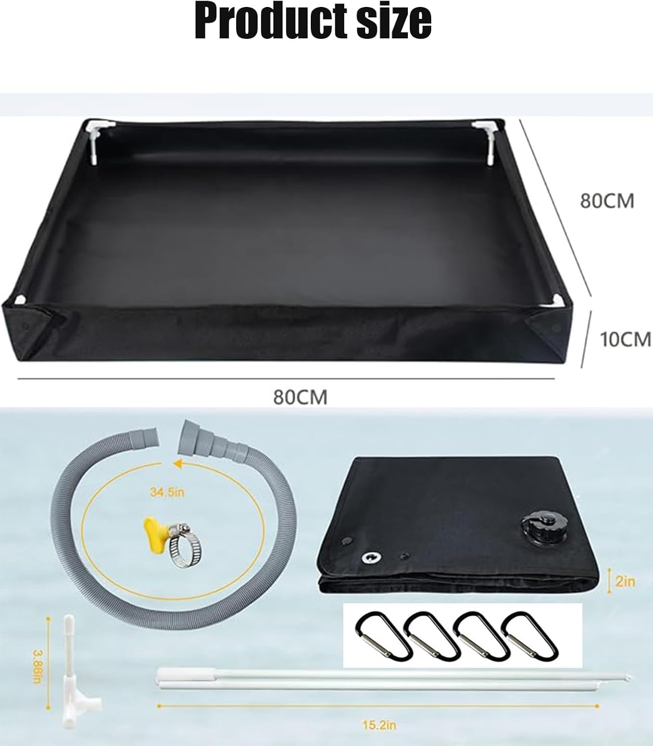 Portable Shower Pan,Foldable Shower Base & Basin Floor with Detachable Drain Pipe, Ideal for RV, Outdoor,Outdoor Camping Shower,Beach,Pet Bath