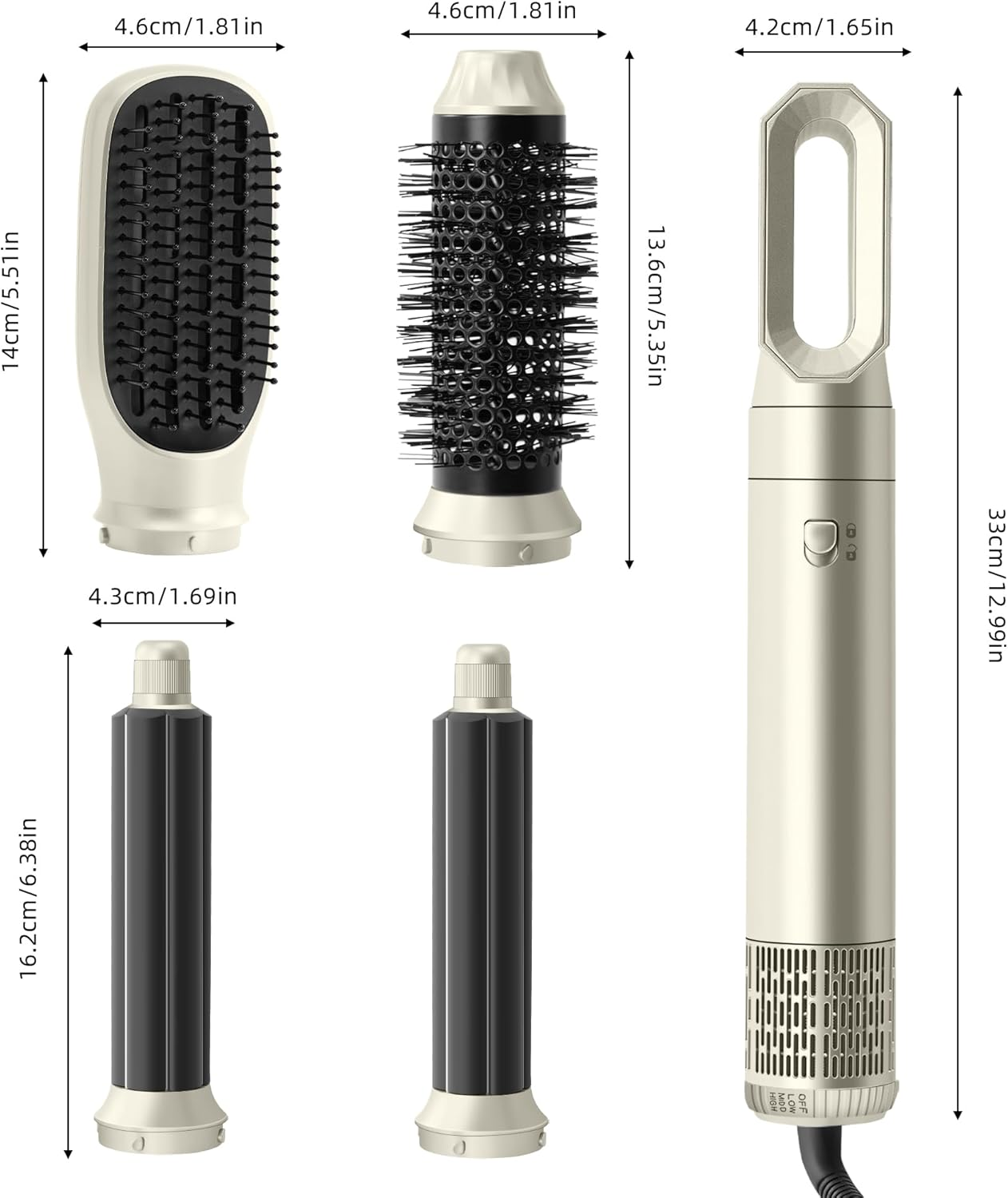 5-In-1 Hair Dryer Brush | 35M/S High-Speed Airflow for Fast Drying | 3 Heat Settings | 85Db Low-Noise Design | Negative Ion Technology for Smooth & Frizz-Free Hair | Curling, Straightening & Volumizing Styler image number 2