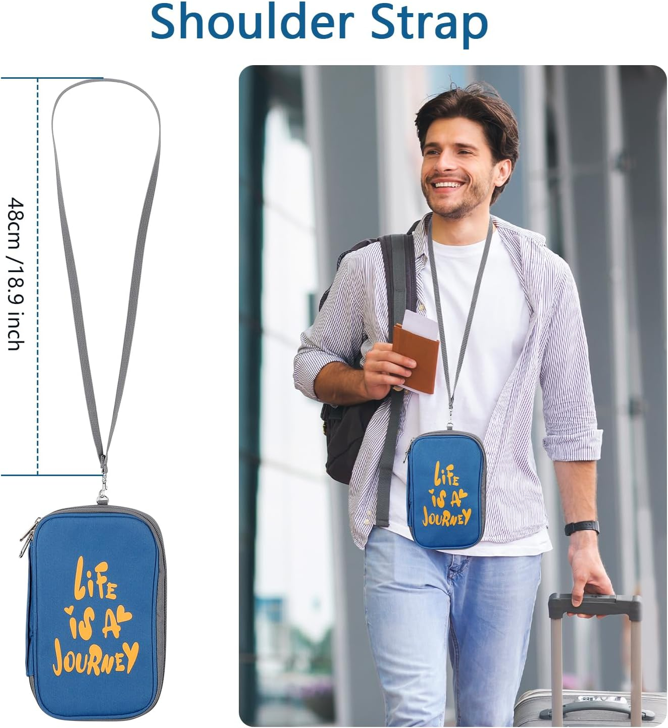 Aiqinu Passport Organiser, Passport Bag with RFID Blocker, Travel Document Pocket Family for Credit Cards, ID and Travel Documents, Travel Documents Organiser Protective Cover for Men and Women image number 2