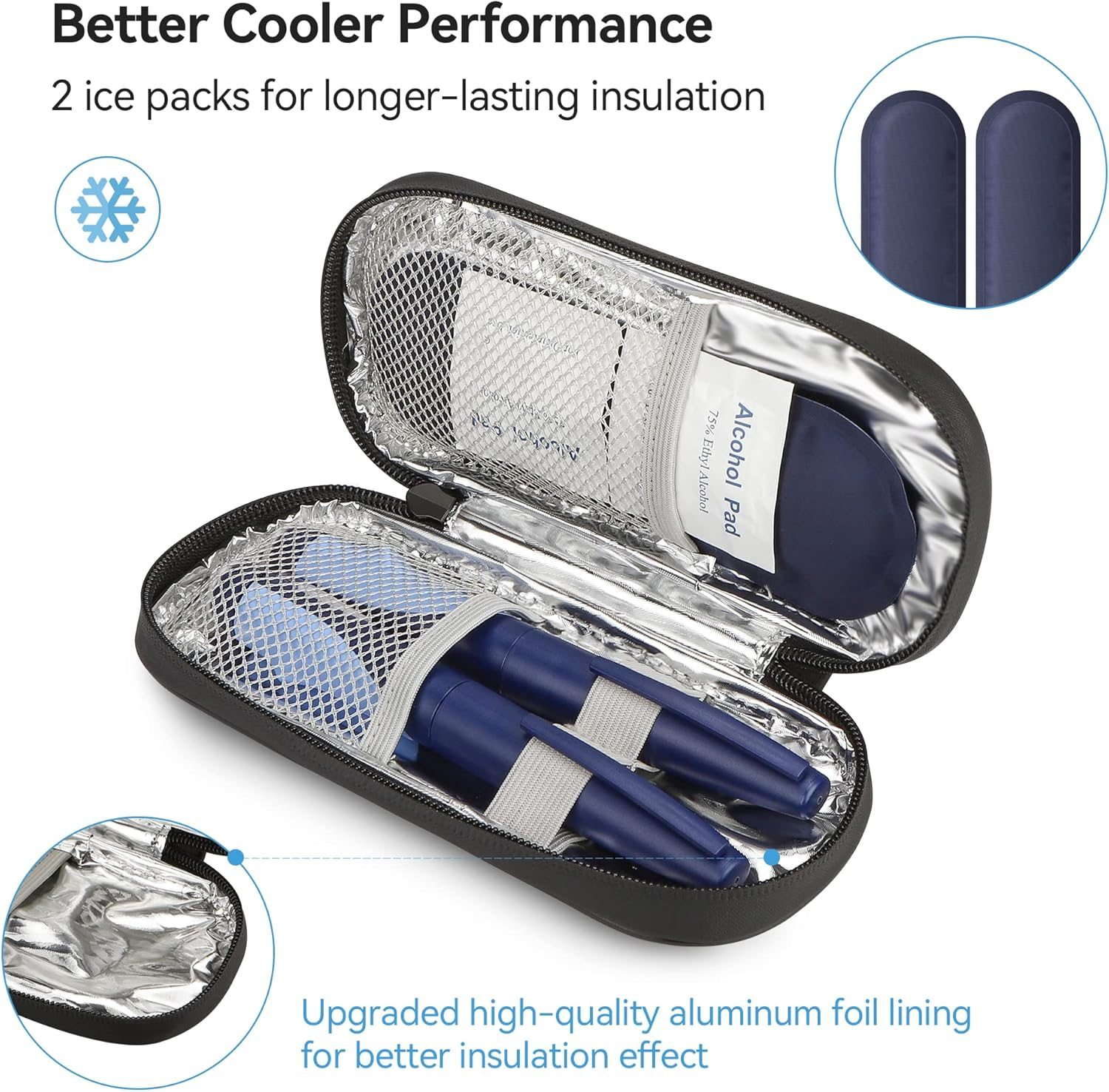 Insulin Pen Cooler Travel Case Diabetic Medication Insulated Cool Organizer with 2 Reusable Ice Packs for Insulin Pen and Other Diabetic Supplies, for the Daily Life and Trip(Grey) image number 1