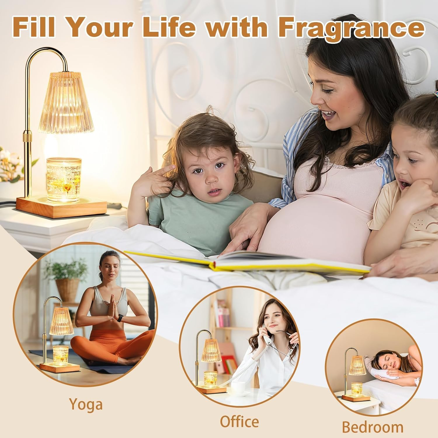 Qinghong Candle Warmer Lamp - Electric Candle Lamp Warmer with Timer & Dimmer Adjustable Height Candle Lamp for Jar Candles with 2 Bulbs Wax Melter Warmer Lamps for Home Decor Gift image number 1