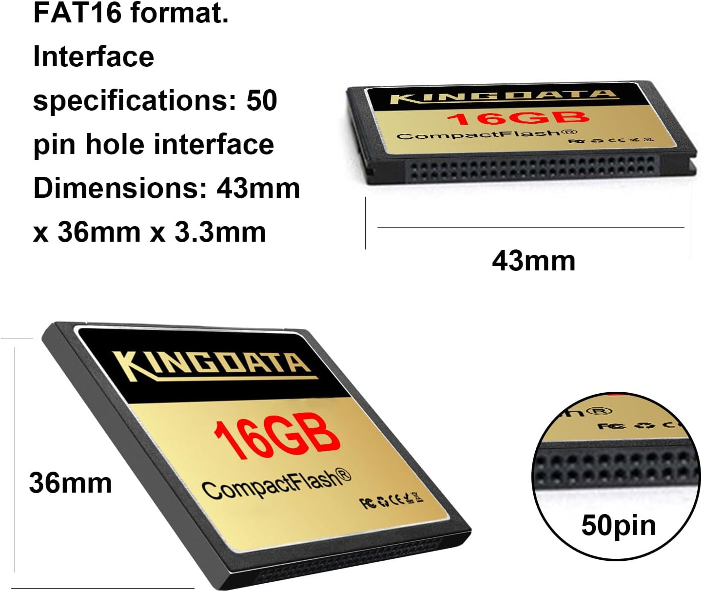 16GB CF400X Compact Flash Card FAT32 Type I for Equipment Vintage Digital Cameras