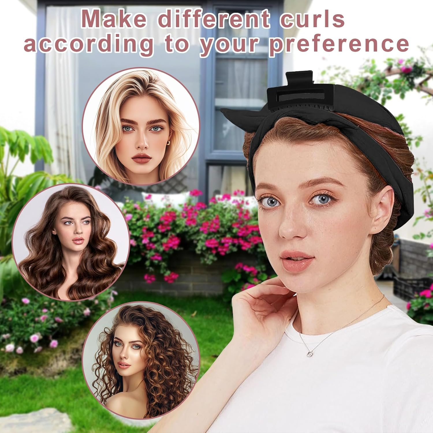 PQETBV Curlers Curls without Heat, Velvet Heatless Overnight Curls Curlers Overnight, 9 Pieces DIY Hair Curler Rollers Curling Tape for Medium Long Hair (Black) image number 3