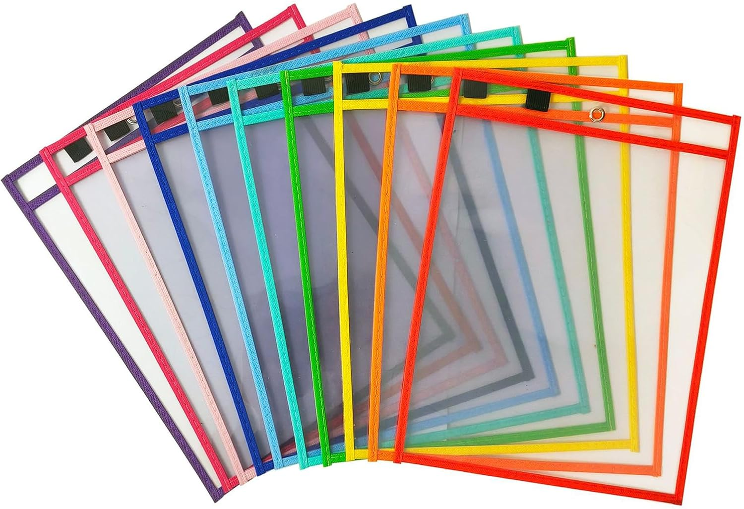 10 Pack Reusable Dry Erase Pockets, 10 Colors, Clear Plastic Sheet Protectors, 10X13 Inch, Write and Wipe Clean for School, Classroom & Office Supplies image number 2