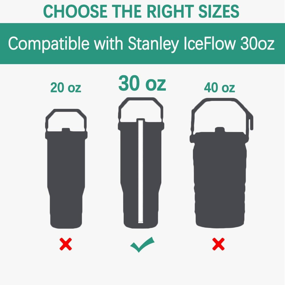 Clear Straws for Stanley 30Oz Ice Flow Flip Cup - 4 Pack with 2 Brushes, Replacement Straws for Stanley Cups, Perfect Fit for Ice Flow 30Oz Original Lid