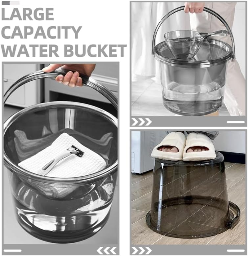 Large Capacity Bucket with Handle and Lid 23L Transparent Plastic Water Bucket for Home Bathroom Dormitory and Outdoor Use image number 1