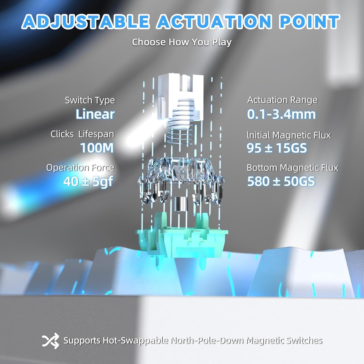 ATTACK SHARK R82HE Rapid Trigger Wired Mechanical Gaming Keyboard TKL NKRO with 8K Polling,0.005Mm RT Accuracy,256K Scan Rate,5 Layer Sound Damped,Hall Effect Magnetic Switch for PC Mac(White Contour) image number 3