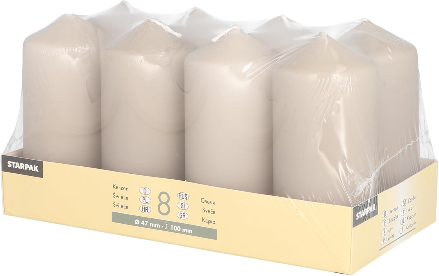 8 Pillar Candles Diameter 47 Mm 100 Mm Greige image number 1