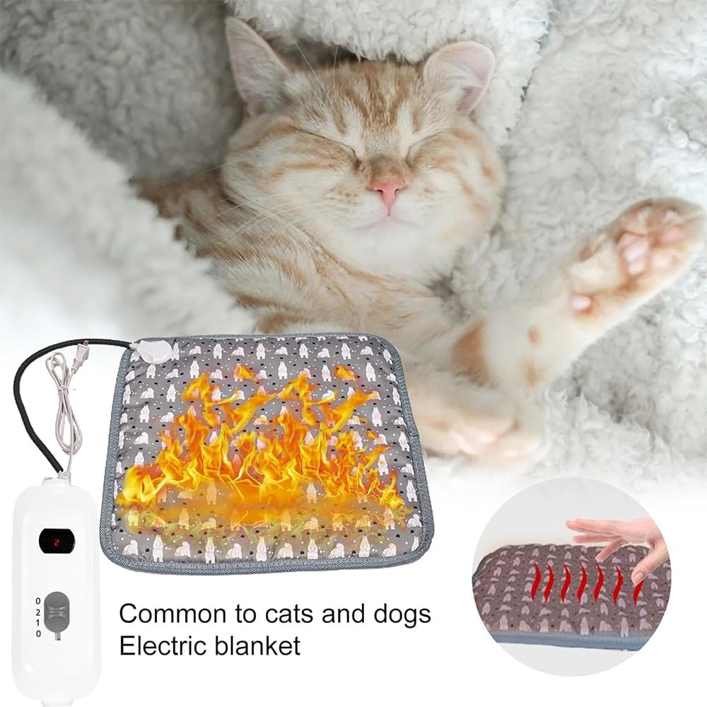 Pet Heating Pad, Small Electric Blanket, Waterproof Heated Dog Bed, 45X45 CM Pet Heating Sleeping Bed Mat, Adjustable Temperature with Chew Resistant Cord for Home image number 6