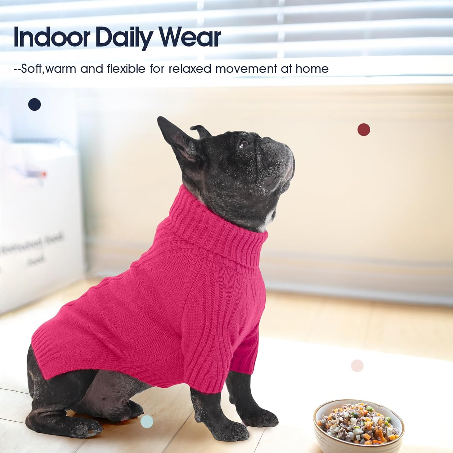 Iecoii XXL Dog Sweater,Thermal Knit Big Dog Sweater with Sleeve,Pet Turtleneck Doggy Sweatshirt for Extra Large Dogs Boy Girl,Stretchy Large Dogs Cold Weather Outfit Pitbull Clothes,(Rose Red,Xxl)